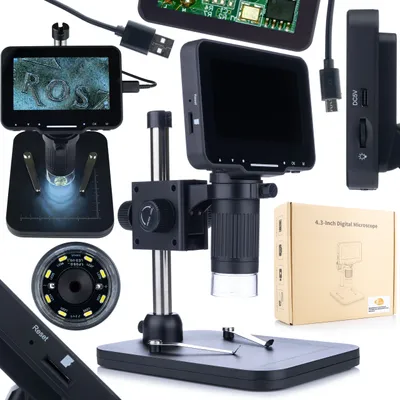 Image de Rosfix LP043-Z01C – Microscope Numérique LCD 4,3" | Vidéo 720p, Photos 12 Mpx, 8 LED Réglables | Pour la Réparation Électronique