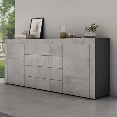 Produktbild von Mai & Mai Sideboard Aufbewahrungsschrank BTH: 167x36x70 cm mit 2 Schränken und 4 Schubladen in Anthrazit matt Kommode Mehrzweckschrank Möbel Schrank03