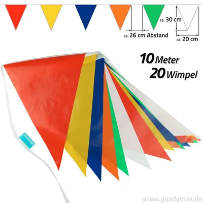 Produktbild von Goodymax® Wimpelkette 10 m Farbmix - 6 Farben