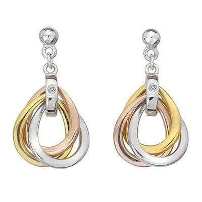 Image de Boucles d'oreilles Trio de diamants chauds - rose et or DE645 Ohrringe