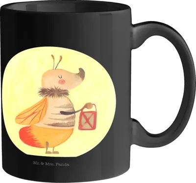 Produktbild von Mr. & Mrs. Panda Becher Glühwürmchen - Schwarz - Geschenk, Tasse, Kaffeetasse, Liebe, mit Spruch, Trinkbecher, Heiratsantrag, Liebesspruch, Lustige Sprüche, Pott, Falter