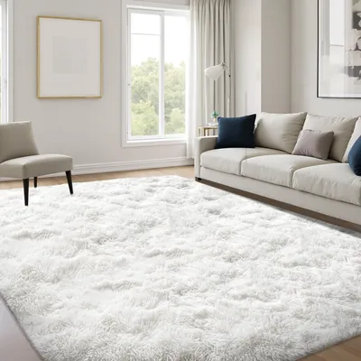 Immagine prodotto di Tappeto a pelo lungo, lavabile, antiscivolo, 160x230 cm, color crema