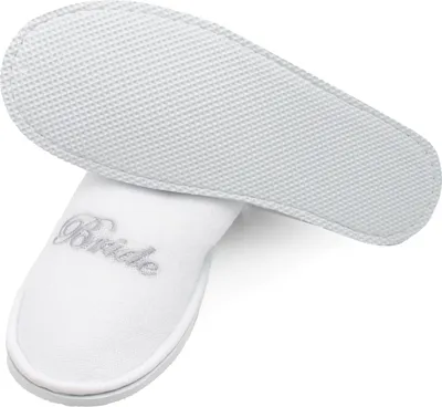 Produktbild von Pantoffel/Frottierslipper, Universalgröße, 10er Set, hochwertige Stickerrei, Bride & Team Bride, weiß-silber