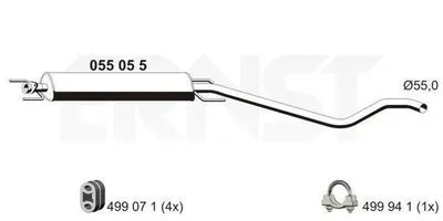 Produktbild von ERNST 055055 Mittelschalldämpfer Schalldämpfer für OPEL Astra H Caravan (A04)