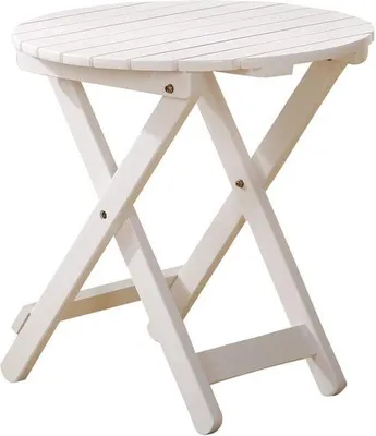 Obrázek produktu pro Kulatý, multifunkční, přenosný zahradní stůl – ideální do zahrady, 48,5 x 48,5 x 50 cm, bílý