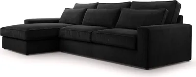 Produktbild von Fedve Ecksofa Eckcouch Medan L Form Big Sofa Sofagarnitur Couch Wohnzimmer Seite Links Schwarz (Lincoln 100)