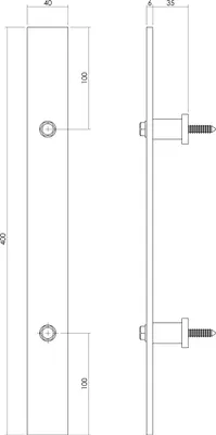 Produktbild von Intersteel Stoßgriff 400 x 40 mm Schwarz