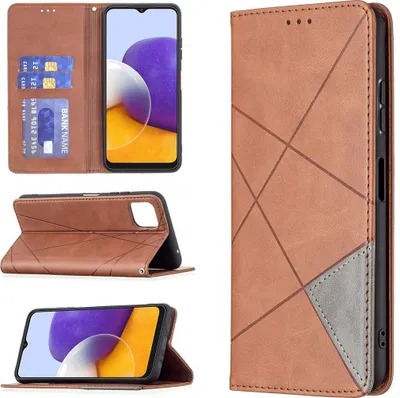 Produktbild von Mobigear Rhombus Slim  Samsung Galaxy A22 5G Hülle Klapphülle - Braun