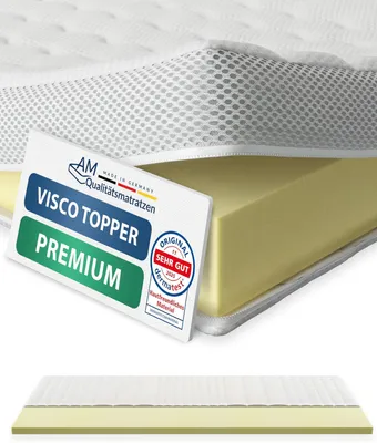 Produktbild von AM Qualitätsmatratzen | Premium Visco-Topper | 150x200 cm | 6 cm Höhe | Matratzentopper | 150/200 | Viscoschaum Topper | Memoryschaum