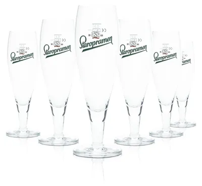 Produktbild von 6x Staropramen Glas 0,3l Pokal Tulpe Gläser Gastro Tschechien Brauerei Pils Beer