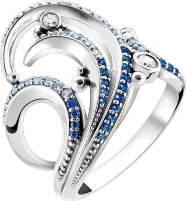 Produktbild von Thomas Sabo Ring Welle Mit Blauen Steinen Gr. 56