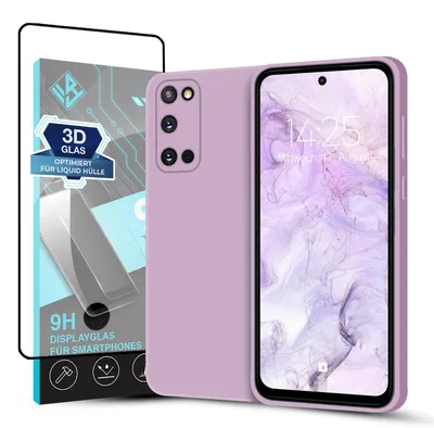 Produktbild von Hülle für Samsung Galaxy S20 FE mit 9H Displayglas Displayschutz Case Cover Bumper Smartphone Softgrip Schutzhülle Farbe: Lila