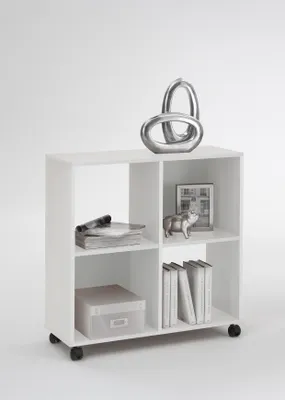 Produktbild von FMD Möbel SPRINT Regal mit 4 Fächern auf Rollen - weiß - Maße: 72 cm x 78 cm x 33 cm; 290-001