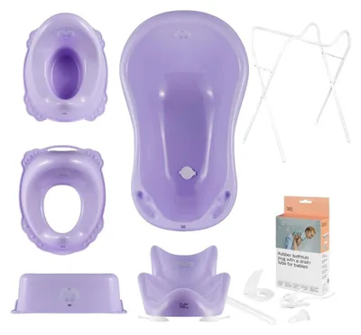 Produktbild von Babywanne, Sitz, Gestell, Schemel, Topf, Toilettensitz, Abfluss – Lila