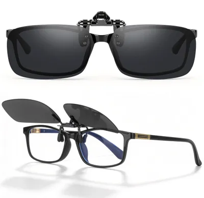 Produktbild von Clip-on Sonnenbrille, polarisiert, UV400 Schutz, schwarz, für Brillenträger