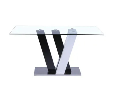 Produktbild von WINCH Esstisch - Für 6 Personen - MDF und gehärtetes Glas - Schwarz und weiß