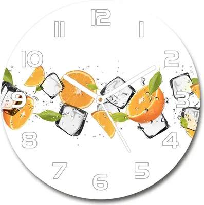 Produktbild von Wanduhr aus Glas 30fi Glasbild Glasuhr Gehärtetes Glas - weisse-zeiger - Oranges with ice