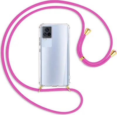 Produktbild von Handykette Backcover-Schutzhülle mit Band (Metall goldfarben) für vivo IQOO 7 - hot pink