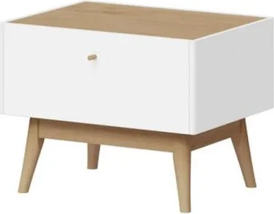 Produktbild von Nachtkommode >Monteo< 1 Schublade, Weiß / Kendal-Eiche-Nachbildung - 42x42x55cm (BxHxT)