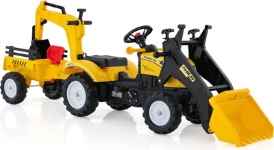 Produktbild von 3-in-1-Aufsitzbagger für Kinder Bulldozer mit 6 Rädern 178 x 42 x 60 cm Gelb