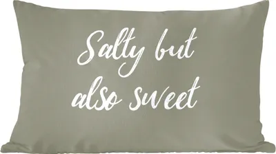 Produktbild von MuchoWow® Zierkissen Sofakissen Wohnzimmer Dekokissen 60x40 cm Salzig, aber auch süß - Sprichwörter - Zitate - Kräuter - Kopfkissen - Polster mit Foto