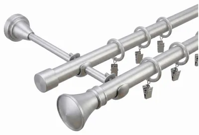 Produktbild von Gardinenstange 160 cm 2-läufig Satin 19 mm Durchmesser Glamour Endstück Monaco Vorhangstange Metall-Gardinenstange Curtain Rod