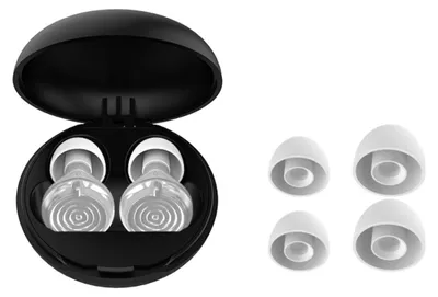 Produktbild von INF Verstellbare Silikon-Ohrstöpsel mit Geräuschreduzierung – Wasserwellen-Design, 3-stufig, waschbar, Doppelring, 25–28 dB Silber
