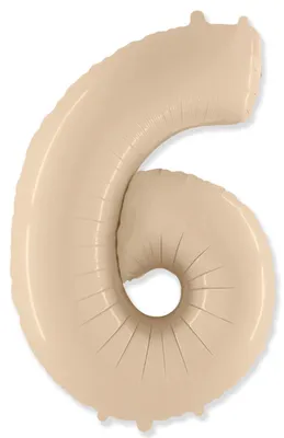 Obrázek produktu pro Fóliový balónek číslice 6 - krémový  - 102 cm