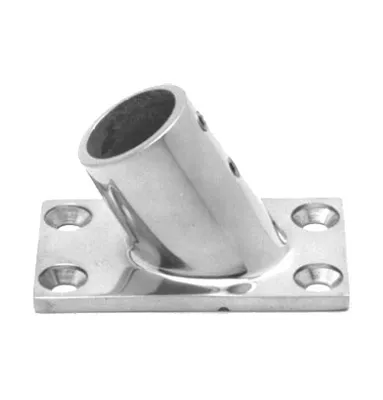 Produktbild von Relingfuß für Rohr-Ø 22mm, 60° Winkel, 78x43mm Grundplatte, Höhe 46mm