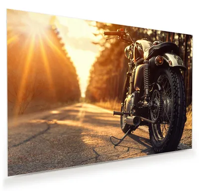 Produktbild von Glasbild 75x50cm in XXL für Wohnzimmer, Schlafzimmer Motiv Motorradsonne