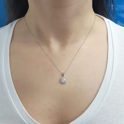Productafbeelding van Halsketting met diamanten Pati-hanger, briljantslijping, in 14 karaat witgoud