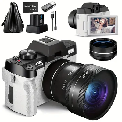 Zdjęcie produktu dla Aparat cyfrowy - kamera do vlogów - aparat kompaktowy - aparat fotograficzny - nagrywanie wideo 4K - matryca 48 MP - sterowanie przez Wi-Fi za pomocą aplikacji