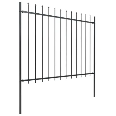 Image de vidaXL Clôture de jardin avec pointes de lance Acier 13,6 x 1,5 m Noir