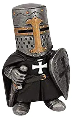 Zdjęcie produktu dla Krasnal ogrodowy - Miniaturowa figurka rycerza w stylu gotyckim, strażnika