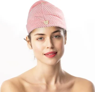 Obrázok produktu pre Uterák Intirilife pre všetky typy vlasov v ružovej farbe - Pohodlný a mäkký turban na praktické rýchle sušenie, ktorý je šetrný k vlasom Absorpčný uterák na sušenie