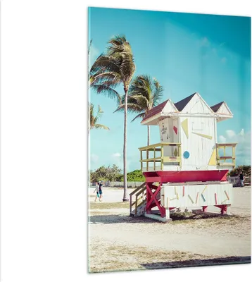 Produktbild von Bilder auf glas - Einteilig - Strand Miami Florida - 80x120cm - Glasbilder - Wandbilder - Bilder - zum Aufhängen bereit - Wanddekoration aus Glas - Glas Bilder - Wandbild auf Glas - GPA80x120-4332