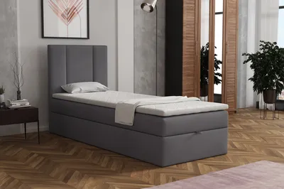 Produktbild von MR GROUP Boxspringbett Alta 80x200 cm Kinderbett, Jugendbett, Einzelbetten, Bett mit Stauraum, Polsterbett Matratze Topper H3 Schlafzimmer, dunkelgrau