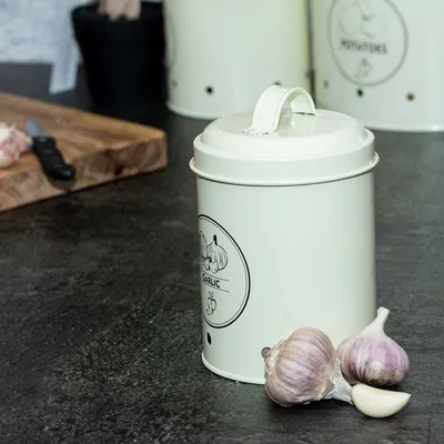 Produktbild von Blechdose für Knoblauch, Vorratsdose, Dekoration, Küchenartikel