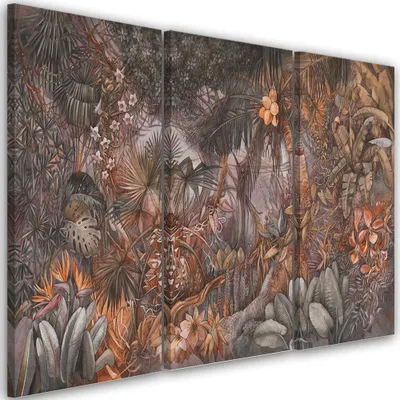 Obrázok produktu pre Triptych na plátne hlboká džungľa 120x80 cm Feeby sivá maľba na stenu pripravené na zavesenie
