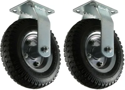 Produktbild von 2x Luftrad Rolle Transportrollen 135kg Luft-Reifen Bockrolle 260mm Gummi schwarz