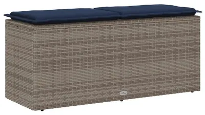 Zdjęcie produktu dla vidaXL Ławka ogrodowa z poduszkami szara 110x40x44 cm z polirattanu