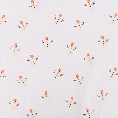 Produktbild von Weihnachtsstoff Meterware Baumwollstoff Popeline weiß orange 1,48m
