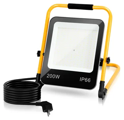 Image de Eikuavons, lot de 5 projecteurs LED de construction de 200 W, 16000 lm, IP66, lampe de travail avec câble de 3 mètres, pour usage industriel et extérieur