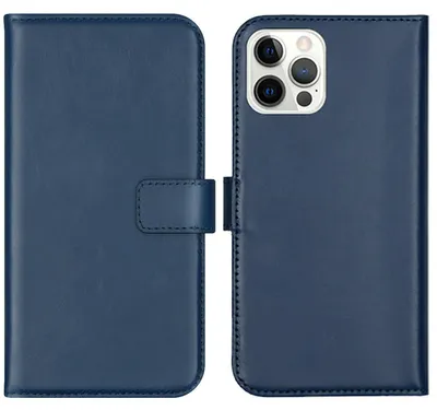 Imagen del producto de Funda de Cuero Auténtico tipo Libro para Apple iPhone 12 (Pro) - Azul