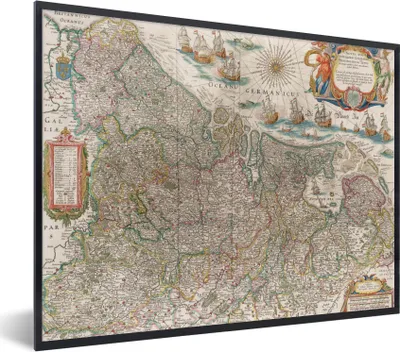Produktbild von MuchoWow® MuchoWow® Gerahmtes Poster Karte der Niederlande 40x30 cm - Poster mit zchwarzem Bilderrahmen - Kunstposter - Wanddekorationen