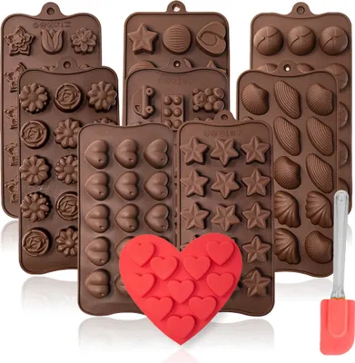 Produktbild von 10er Set Silikon Backform Schaber Pralinenform Schokoladenform Eiswürfelformen