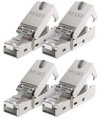 Produktbild von deleyCON CAT 6a Netzwerkstecker RJ45 LSA, geschirmt, 10 Gbit/s, 4 Stück