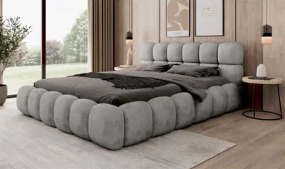 Produktbild von Polsterbett Bett AURELIA 160x200cm Komplettset in Stoff Aprodite Aschgrau