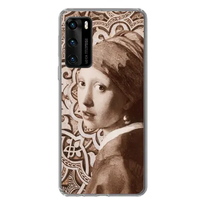 Produktbild von MuchoWow® Handyhülle Schutzhülle Hülle für Huawei P40 Das Mädchen mit dem Perlenohrring - Vermeer - Schnittmuster Silikon Softcase Handy Hülle - Handytasche