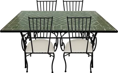 Immagine prodotto di AXI Leonie Set Bistrot da Balcone, 4 Sedie 1 Tavolo, Set Bistrò Veranda Mosaico Verde Scuro - Set Bistro da Giardino, Tavolo Bistro per Giardino/Balcone/Terrazza
